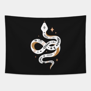 Snake - White and Gold Tapestry