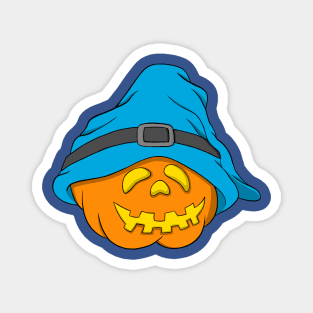 Slouchy Hat Halloween Pumpkin Blue Version Magnet