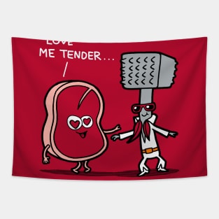 Love Me Tenderizer Funny Cute Relationship Romantic Vintage Retro Funny Valentine Gift Tapestry