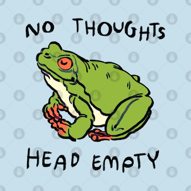 cute peaceful smiling tree frog with no thoughts head empty meme text by mudwizard