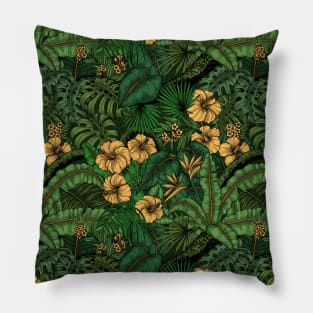 Tropical garden in green and yellow Pillow