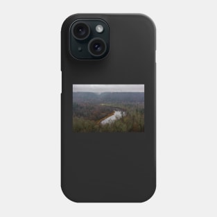 Gauja River and the valley rich in forests covered with fog Phone Case