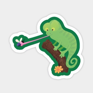 Cute funny green happy chameleon lizard cartoon Magnet