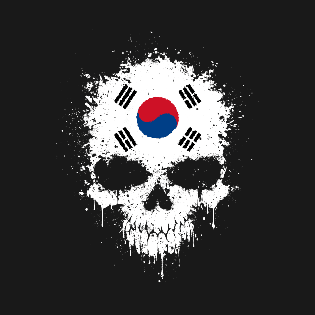 Chaotic South Korean Flag Splatter Skull by jeffbartels