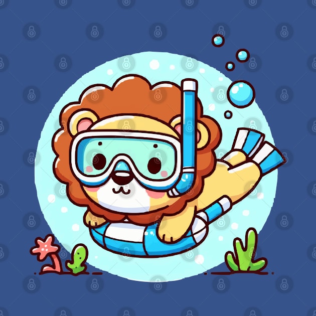 Funny lion Snorkeling by fikriamrullah