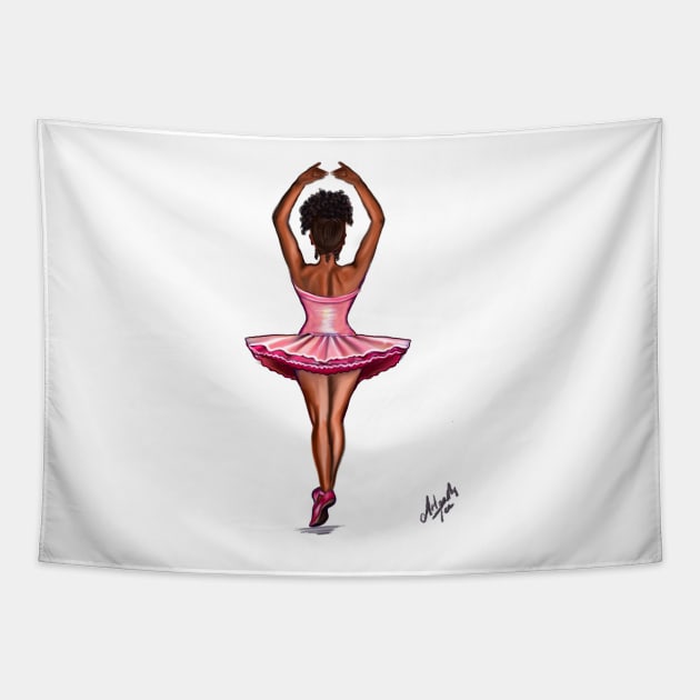 African American ballerina in pink #014 brown skin ballerina.The top 100 of the best Tapestry by Artonmytee