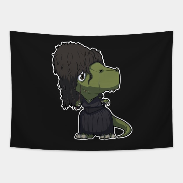 Dino crazy witch Tapestry by DinoTropolis