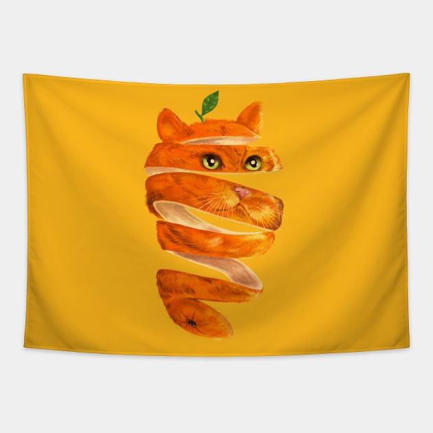 Orange Cat Tapestry by kookylove