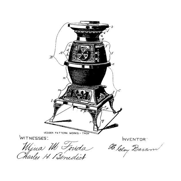 Cannon Stove Vintage Patent Hand Drawing by TheYoungDesigns