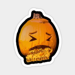 Puking Pumpkin Happy Halloween! Magnet