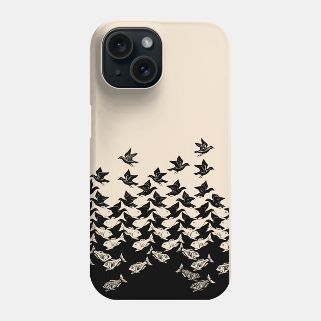 Fish and Birds Art Deco Tessellation Phone Case by Closeddoor