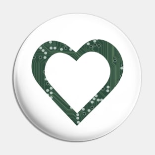 Green Circuit Board Heart Pin