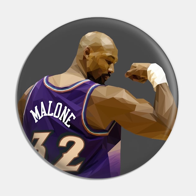 Karl Malone Low Poly Flex Pin by qiangdade