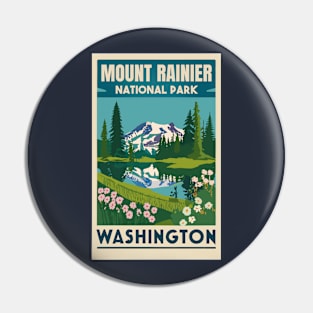 A Vintage Travel Art of the Mount Rainier National Park - Washington - US Pin