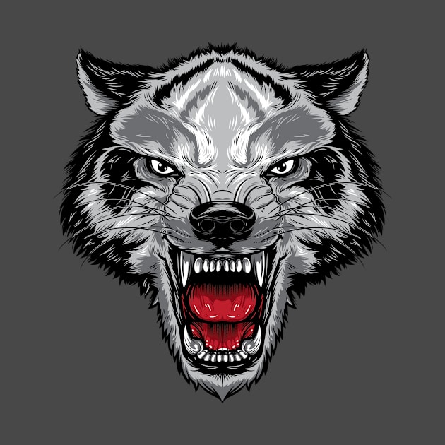 Angry Wolf Face Artwork for everyone who love wild life by g14u