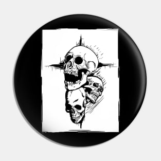 Skull Cross on Black Pin