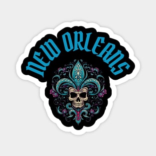 New Orleans Fleur de Lis Skull Magnet