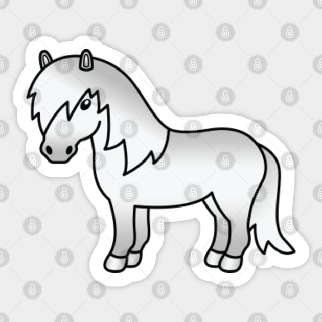 Grey Shetland Pony Cute Cartoon Illustration Shetland Pony