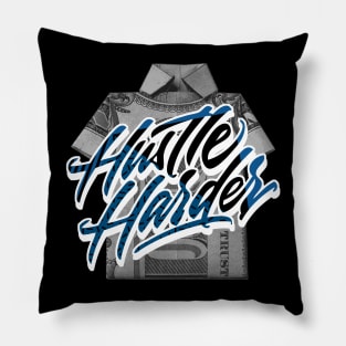 Hustle Harder Dark Marina Blue Sneaker Art Pillow