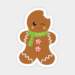 Gingerbread Man, Scarf, Cookie, Biscuit, Xmas Magnet