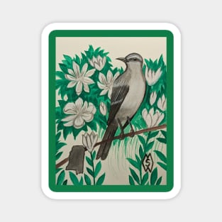 Mississippi state bird and flower, the mockingbird and magnolia Magnet