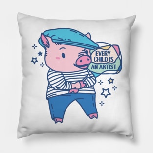 Funny Animal Artist pun Pablo Pigcasso with quote Pillow