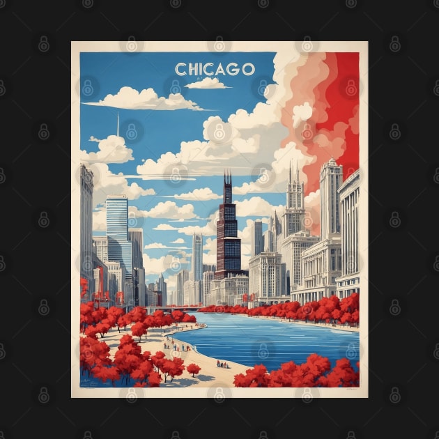 Chicago Illinois United States of America Tourism Vintage Poster by TravelersGems