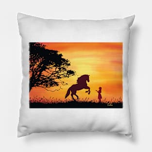 The horse and the girl artwork by Annalisa Amato Pillow