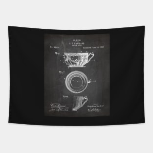 Tea Cup Patent - Tea Coffee Lover Home Kitchen Décor Art - Black Chalkboard Tapestry