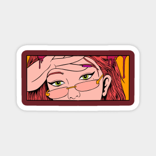 RETRO EYES OF A BEAUTIFUL GIRL WEARING GLASSES Magnet