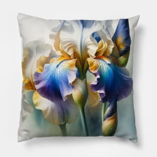 Vibrant Iris Decor - Watercolor Flower Pillow