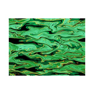 Emerald green marble texture, Fluid abstract art T-Shirt