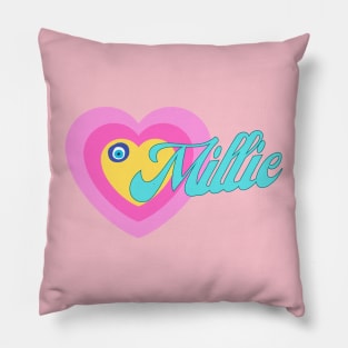 Millie in Colorful Heart Illustration Pillow