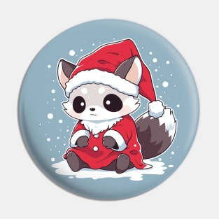 A tiny raccoon trying to be like Santa Pin