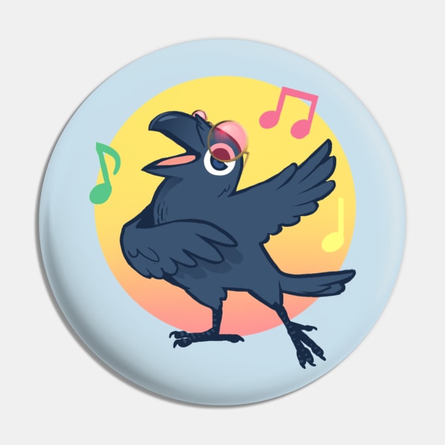 Rose Coloured Glasses Crow Pin by Sabtastic