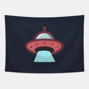 Cool Retro Red UFO Tapestry