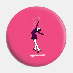 Figure Skater Illustration Pin