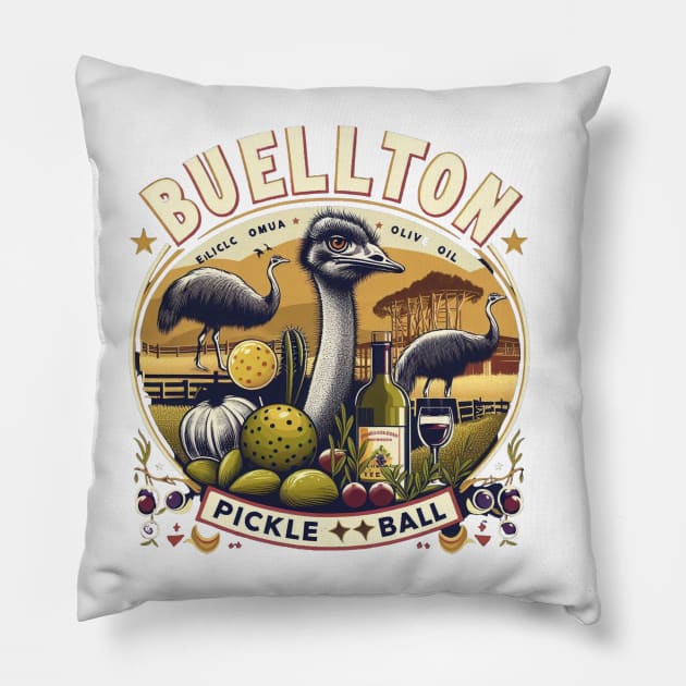 Buellton Pickleball Ostrich Emu Design Pillow by Battlefoxx Living Earth