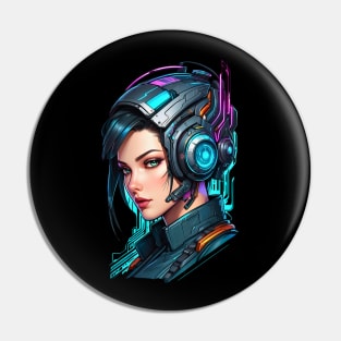 Cyberpunk Futuristic girl comic art design Pin