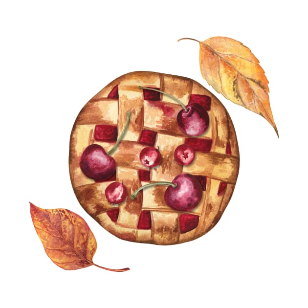 Sweet Pie with Berries and Autumn Leaves by Flowersforbear