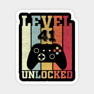 Level 41 Unlocked Funny Video Gamer 41st Birthday Gift Magnet