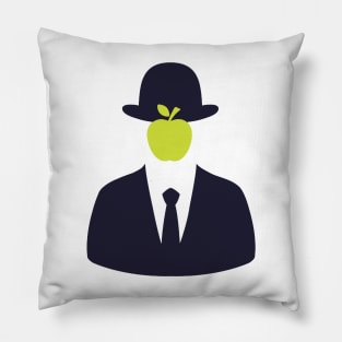 Magritte with apple silhouette Pillow