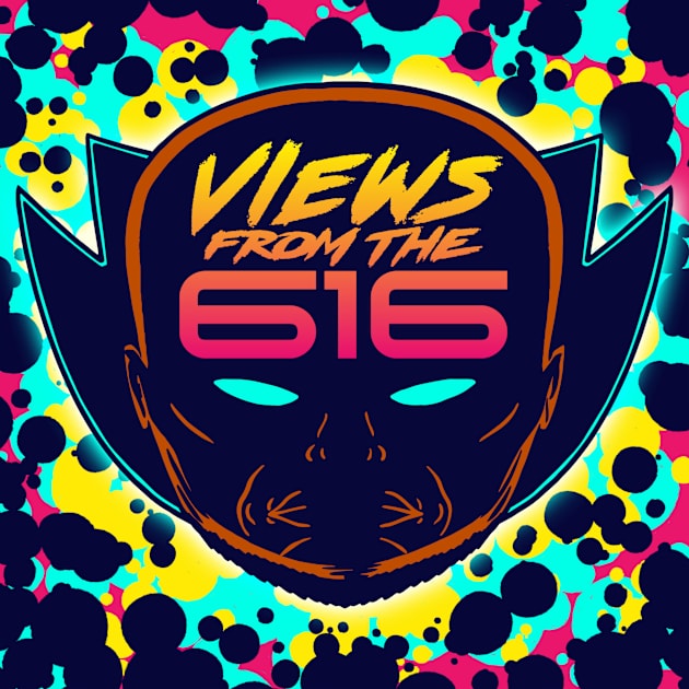 FRONT & BACK Miami Nights Views From The 616 Logo Kids T-Shirt by ForAllNerds