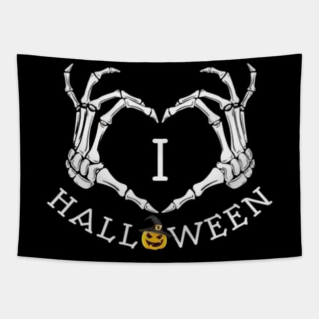 Skeleton Hands Love Heart Sign Bones Costume Funny Halloween Tapestry by webster