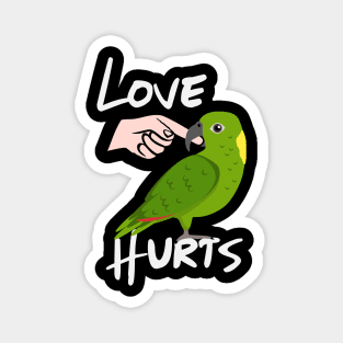 Love Hurts Yellow Naped Amazon Parrot Biting Finger Magnet