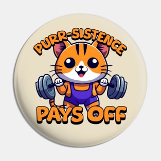 Purr-sistence Pays Off! Cat Weightlifting Pin