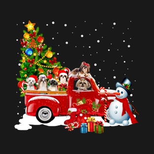 Guines Red Car Truck Christmas Tree Funny Santa T-Shirt T-Shirt