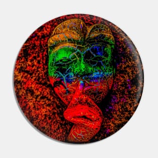 A Bali face mask on dark red background Pin