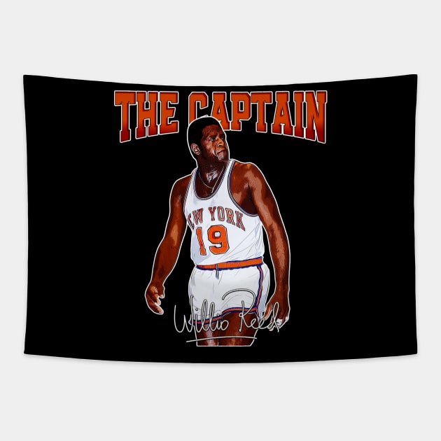 Willis Reed The Captain Basketball Legend Signature Vintage Retro 80s 90s Bootleg Rap Style Tapestry by CarDE