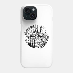 Always Take The Scenic Route Funny Adventure Hiking Camping Phone Case